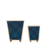 Sussex Plaid Enameled Square Cachepot Planter