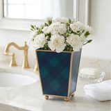 Sussex Plaid Enameled Square Cachepot Planter