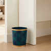 Sussex Plaid Enameled Oval Wastebasket