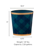 Sussex Plaid Enameled Oval Wastebasket