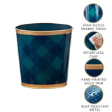Sussex Plaid Enameled Oval Wastebasket