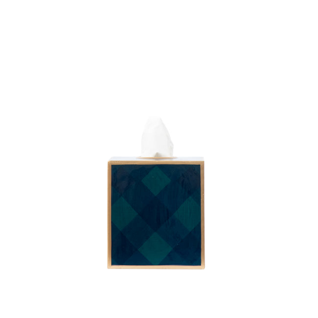 Sussex Plaid Enameled Tissue Box Cover