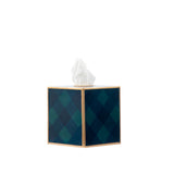 Sussex Plaid Enameled Tissue Box Cover