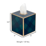 Sussex Plaid Enameled Tissue Box Cover