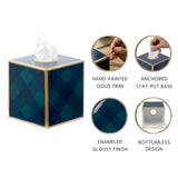 Sussex Plaid Enameled Tissue Box Cover