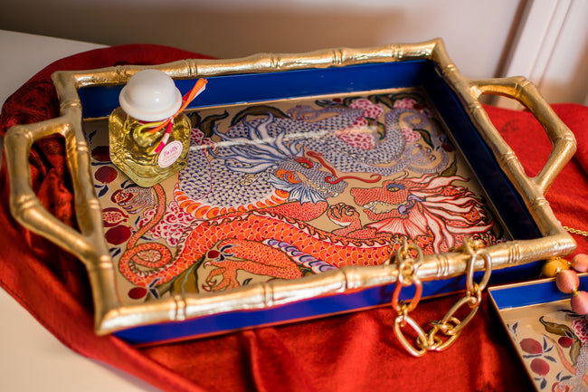 Dragon Enameled Chang Mai Tray 10x14 - Available 4/25