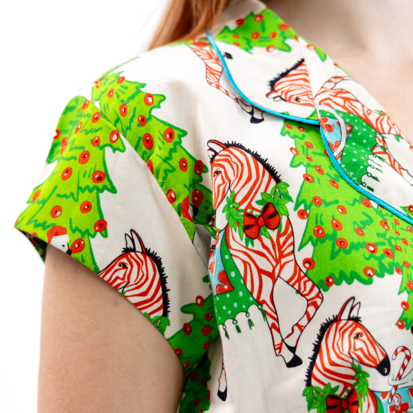 Safari Christmas Luxe Sateen Capri Pajama Set