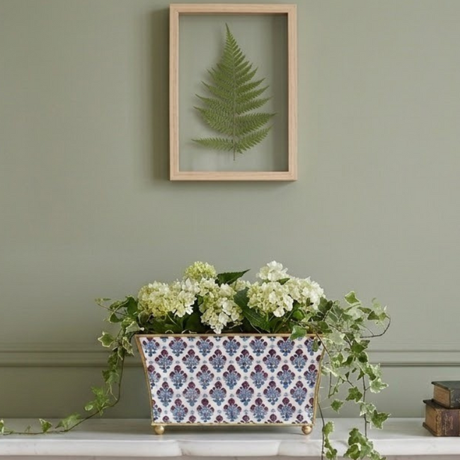 Lucinda Enameled Fluted Rectangle Cachepot