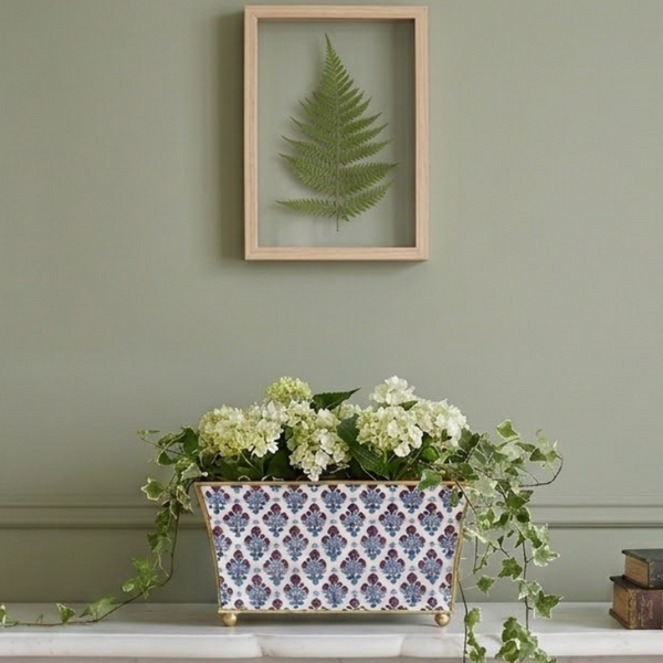 Lucinda Enameled Fluted Rectangle Cachepot