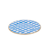 Checkered Ikat Enameled Charger (4pk) - Light Blue