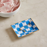 Checkered Ikat Enameled Landry Tray - Light Blue