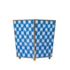 Checkered Ikat Enameled Square Wastebasket - Light Blue