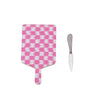 Checkered Ikat Enameled Rectangular Charcuterie Board 6x10 - Pink