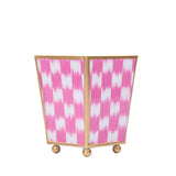 Checkered Ikat Enameled Square Cachepot Planter - Pink