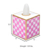 Checkered Ikat Enameled Tissue Box Cover - Pink