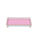 Checkered Ikat Enameled Oliver Tray 8x12 - Pink