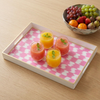 Checkered Ikat Enameled Rectangular Tray 10x15 - Pink