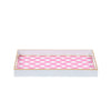 Checkered Ikat Enameled Rectangular Tray 10x15 - Pink