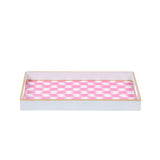 Checkered Ikat Enameled Rectangular Tray 10x15 - Pink