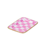 Checkered Ikat Enameled Laney Tray - Pink