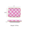 Checkered Ikat Enameled Laney Tray - Pink