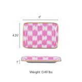 Checkered Ikat Enameled Laney Tray - Pink