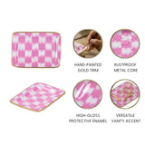 Checkered Ikat Enameled Laney Tray - Pink