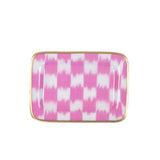 Checkered Ikat Enameled Laney Tray - Pink