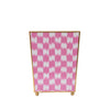 Checkered Ikat Enameled Square Wastebasket - Pink