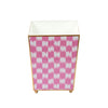 Checkered Ikat Enameled Square Wastebasket - Pink