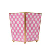 Checkered Ikat Enameled Square Wastebasket - Pink
