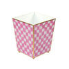 Checkered Ikat Enameled Square Wastebasket - Pink