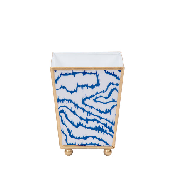 Heatwave Enameled Square Cachepot Planter - Cobalt Blue