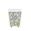 Elsie's Garden Enameled Square Cachepot Planter - Blue & Pink