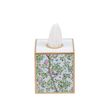 Elsie's Garden Enameled Tissue Box Cover - Blue & Pink