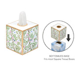 Elsie's Garden Enameled Tissue Box Cover - Blue & Pink