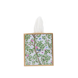 Elsie's Garden Enameled Tissue Box Cover - Blue & Pink