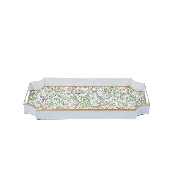 Elsie's Garden Enameled Jaye Tray - Blue & Pink