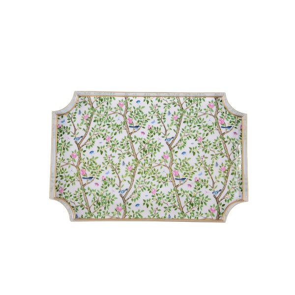 Elsie's Garden Enameled Jaye Tray - Blue & Pink