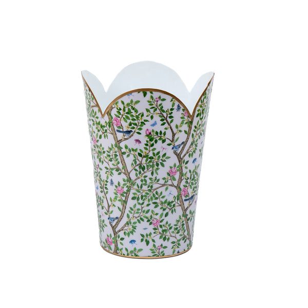 Elsie's Garden Enameled Tulip Wastebasket - Blue & Pink