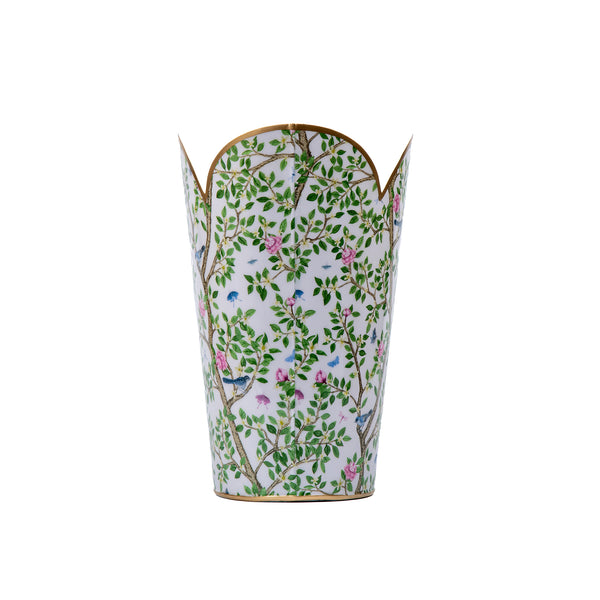 Elsie's Garden Enameled Tulip Wastebasket - Blue & Pink