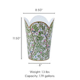 Elsie's Garden Enameled Tulip Wastebasket - Blue & Pink