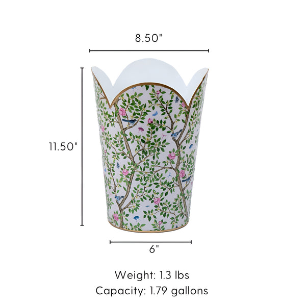 Elsie's Garden Enameled Tulip Wastebasket - Blue & Pink