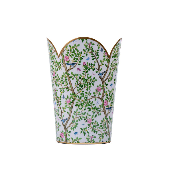 Elsie's Garden Enameled Tulip Wastebasket - Blue & Pink