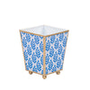 Lottie Enameled Square Cachepot Planter - Blue