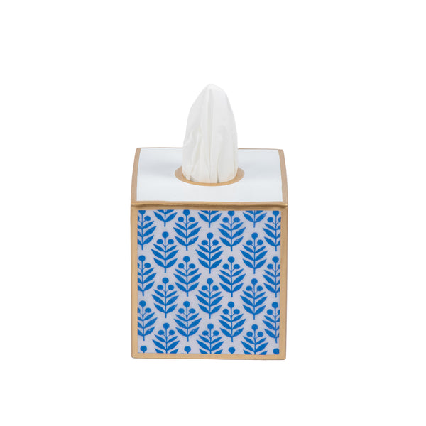 Lottie Enameled Tissue Box Cover - Blue