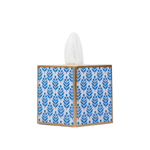 Lottie Enameled Tissue Box Cover - Blue