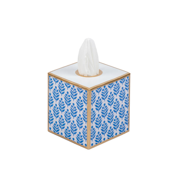 Lottie Enameled Tissue Box Cover - Blue