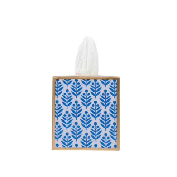 Lottie Enameled Tissue Box Cover - Blue