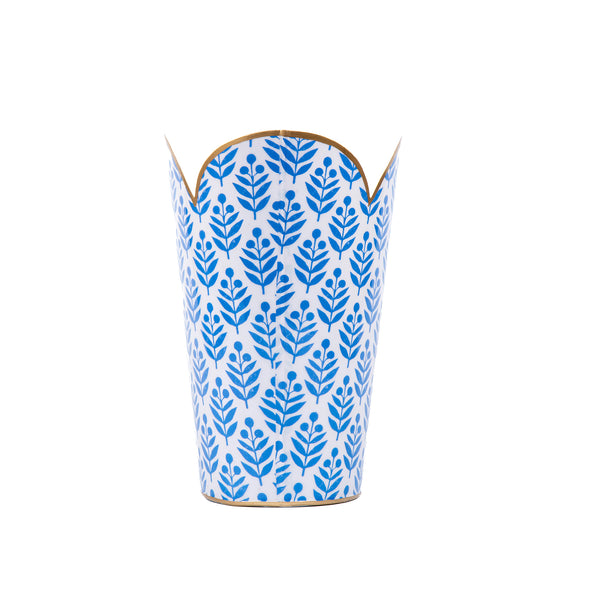 Lottie Enameled Tulip Wastebasket - Blue